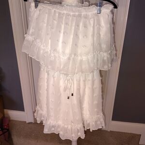 glam Small White Ruffled Tiered Skirt Set